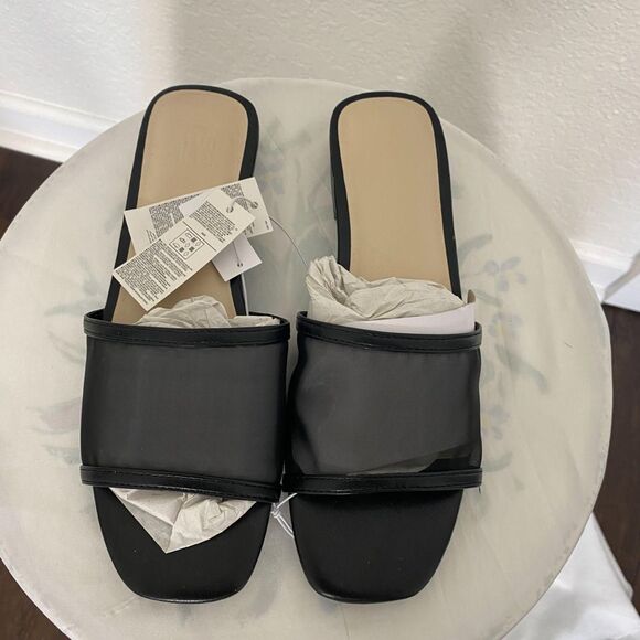 Gap NWT Black Mesh Sandal Loafer Slip On Flat Shoes US 7 - Picture 2 of 5